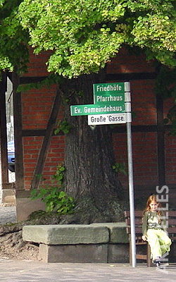 Blick auf den Eingang der Gemeindeverwaltung in der Eisenacher Stra&szlig;e